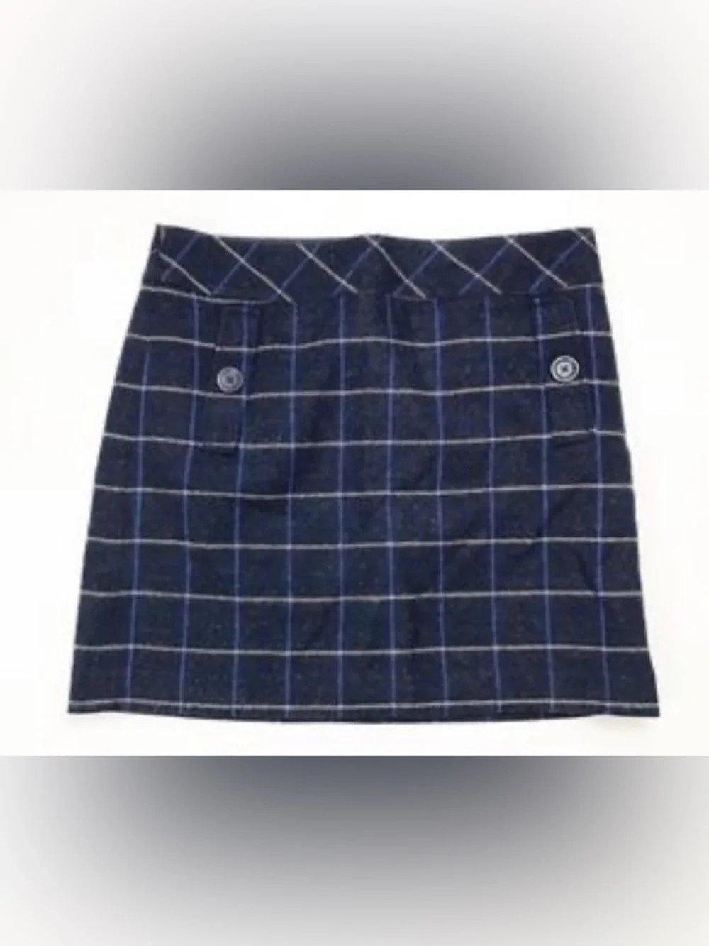 LOFT Navy Plaid tailored chic vintage Mini Skirt size 10 - Picture 2 of 6